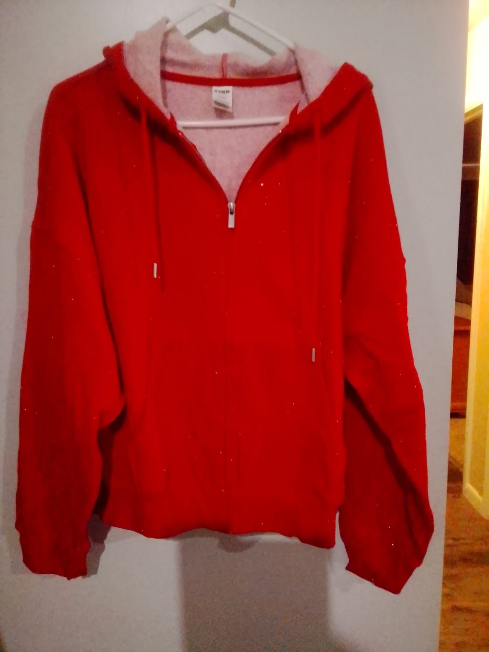 PINK Victoria's Secret Red Half-Zip Hooded Sweatshirt